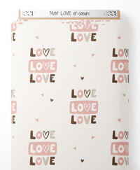 Tissu - Motif LOVE et cœurs