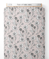 Tissu - Fleurs et feuilles noires