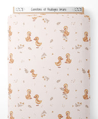 Tissu - Canetons et feuillages bruns