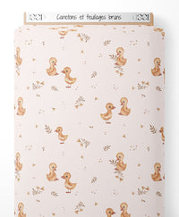 Tissu - Canetons et feuillages bruns