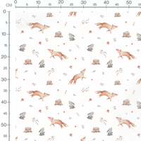 Tissu - Renards et lapins sur blanc 2