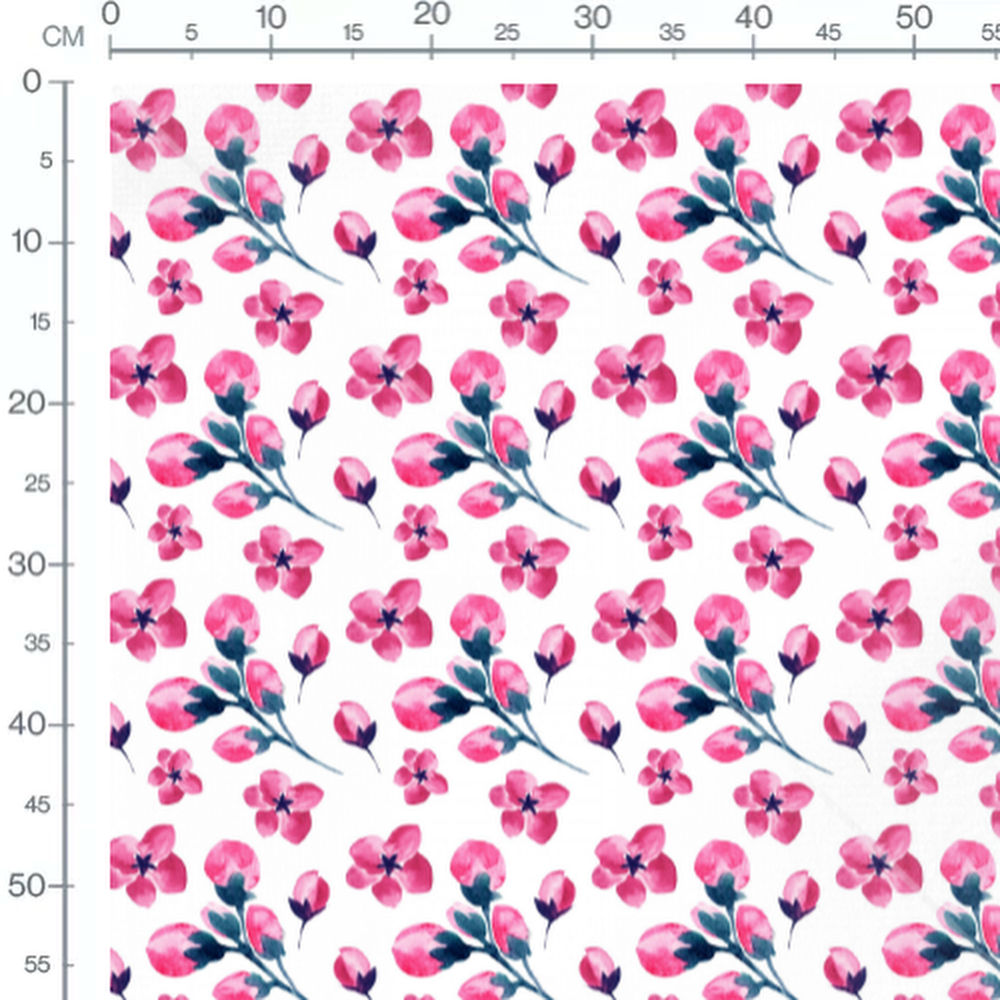 Tissu - Fleurs roses et violettes claires
