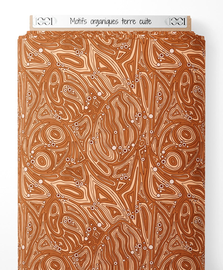 Tissu - Motifs organiques terre cuite