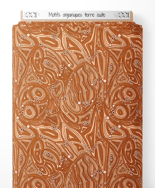 Tissu - Motifs organiques terre cuite