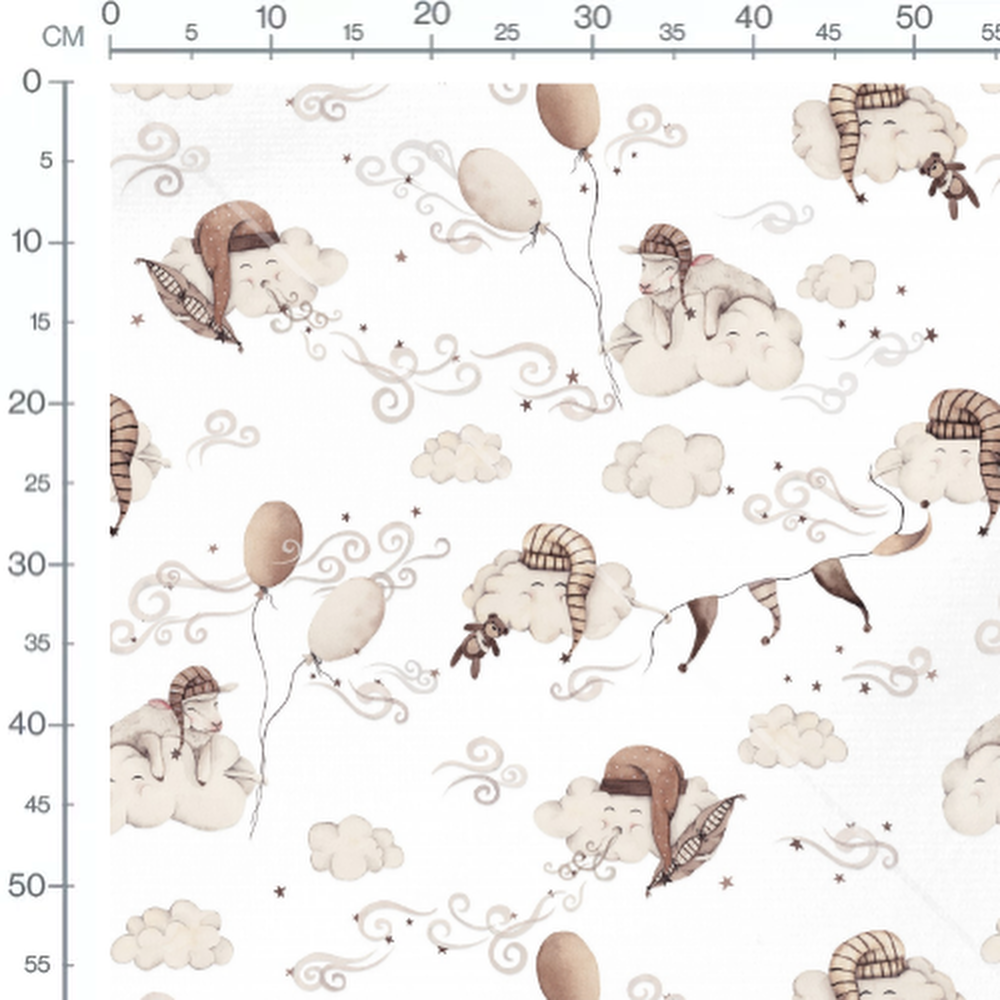 Tissu - Nuages paisibles et ballons