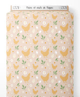 Tissu - Poules et œufs de Pâques