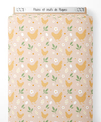 Tissu - Poules et œufs de Pâques