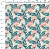 Tissu - Feuilles tropicales et cercles