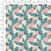 Tissu - Feuilles tropicales et cercles