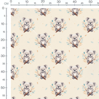 Tissu - Koalas sur branches pastel