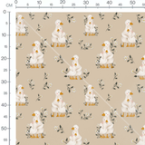 Tissu - Couples de canards et fleurs