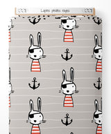 Tissu - Lapins pirates rayés