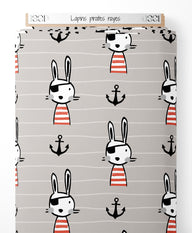 Tissu - Lapins pirates rayés