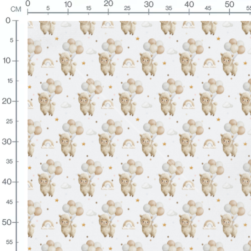 Tissu - Lamas ballons et arcs-en-ciel