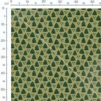 Tissu - Sapin foncé et flocons blancs