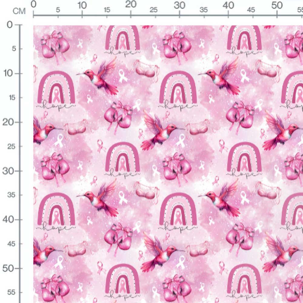 Tissu - Oiseaux et rubans roses