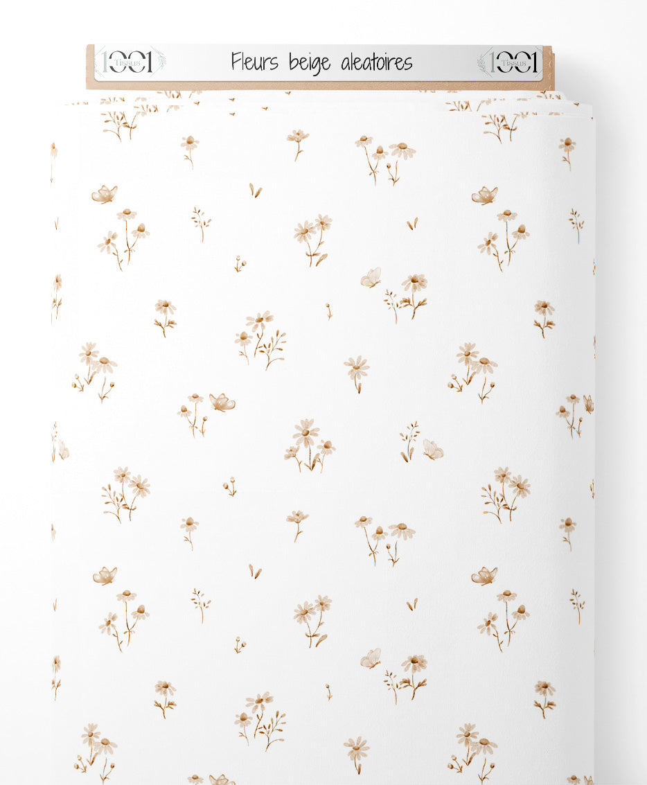 Tissu - Fleurs beige aléatoires
