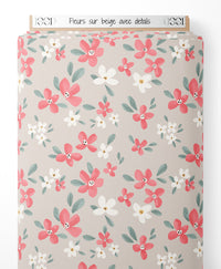 Tissu - Fleurs sur beige avec détails