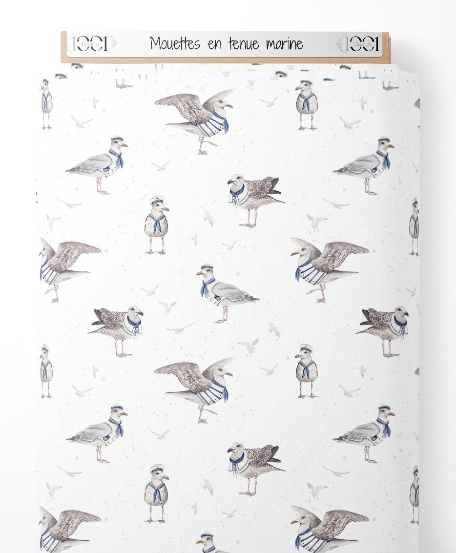 Tissu - Mouettes en tenue marine
