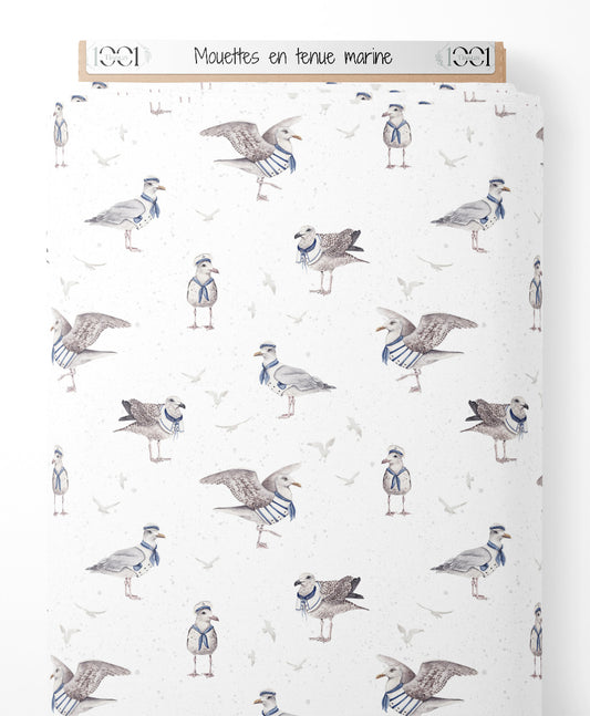 Tissu - Mouettes en tenue marine