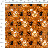 Tissu - Chats noirs et potions orange