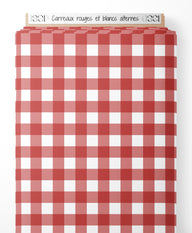 Tissu - Carreaux rouges et blancs alternés