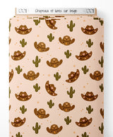 Tissu - Chapeaux et lunes sur beige