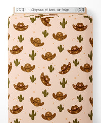 Tissu - Chapeaux et lunes sur beige
