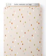Tissu - Gouttes multicolores sur beige