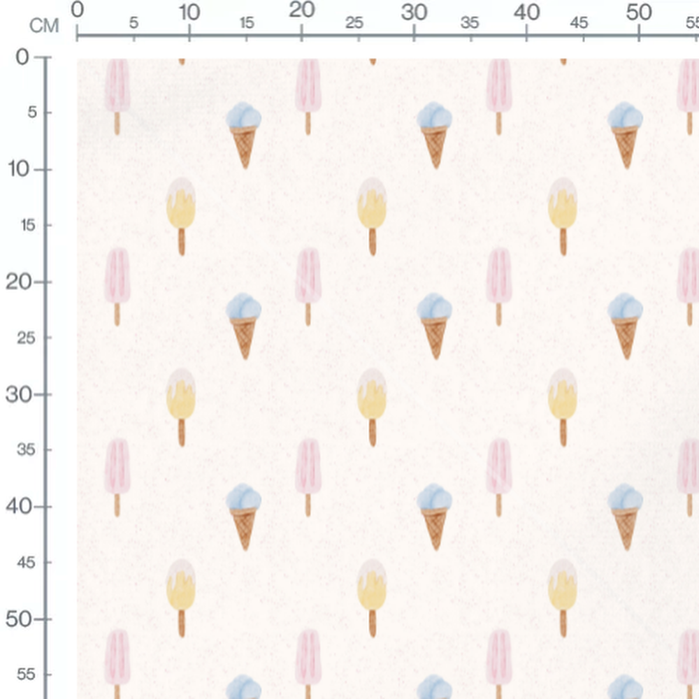 Tissu - Glaces pastel sur fond crème