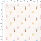 Tissu - Glaces pastel sur fond crème