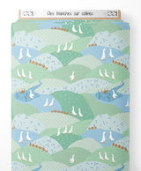 Tissu - Oies blanches sur collines