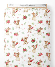 Tissu - Souris et framboises