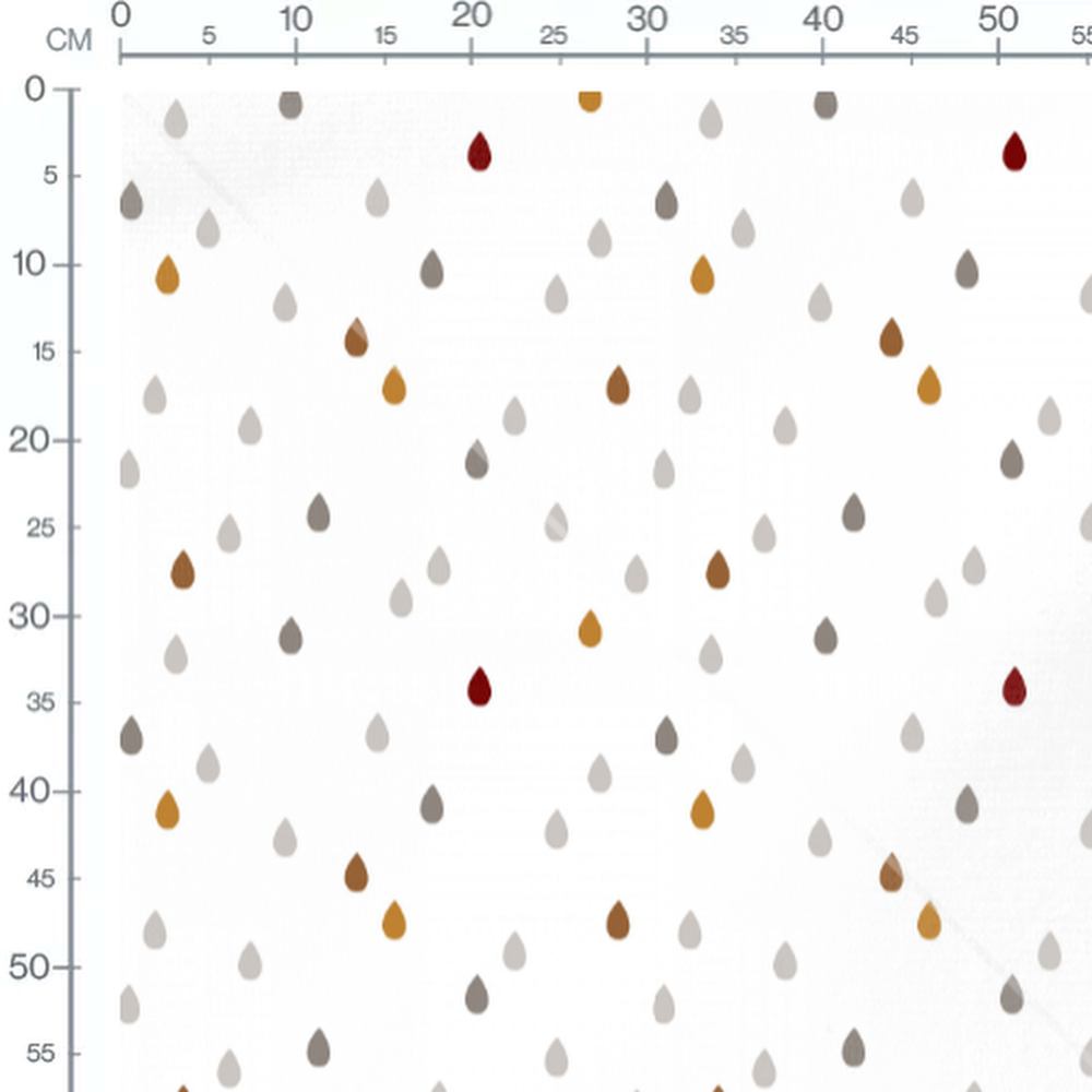 Tissu - Gouttes marron et rouge