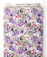 Tissu - Flamants roses et feuilles