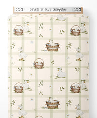 Tissu - Canards et fleurs champêtres