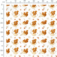 Tissu - Écureuils et baies oranges