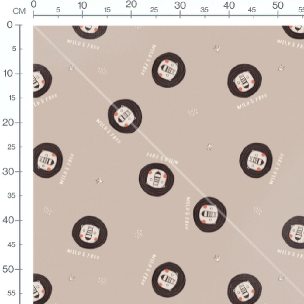 Tissu - Casques spatiaux sur fond beige