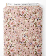 Tissu - Fleurs roses vintage sur rose