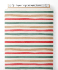 Tissu - Rayures rouges et vertes fraîches