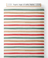 Tissu - Rayures rouges et vertes fraîches