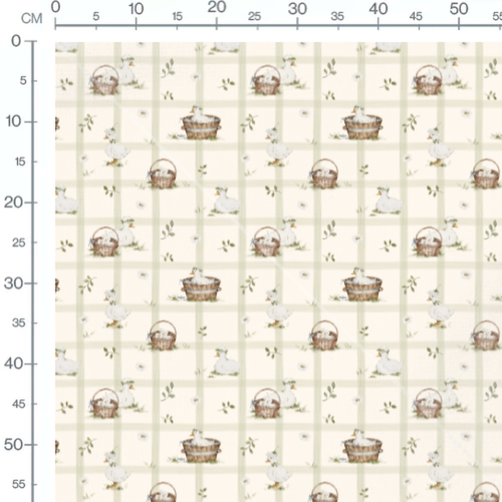Tissu - Canards et fleurs champêtres