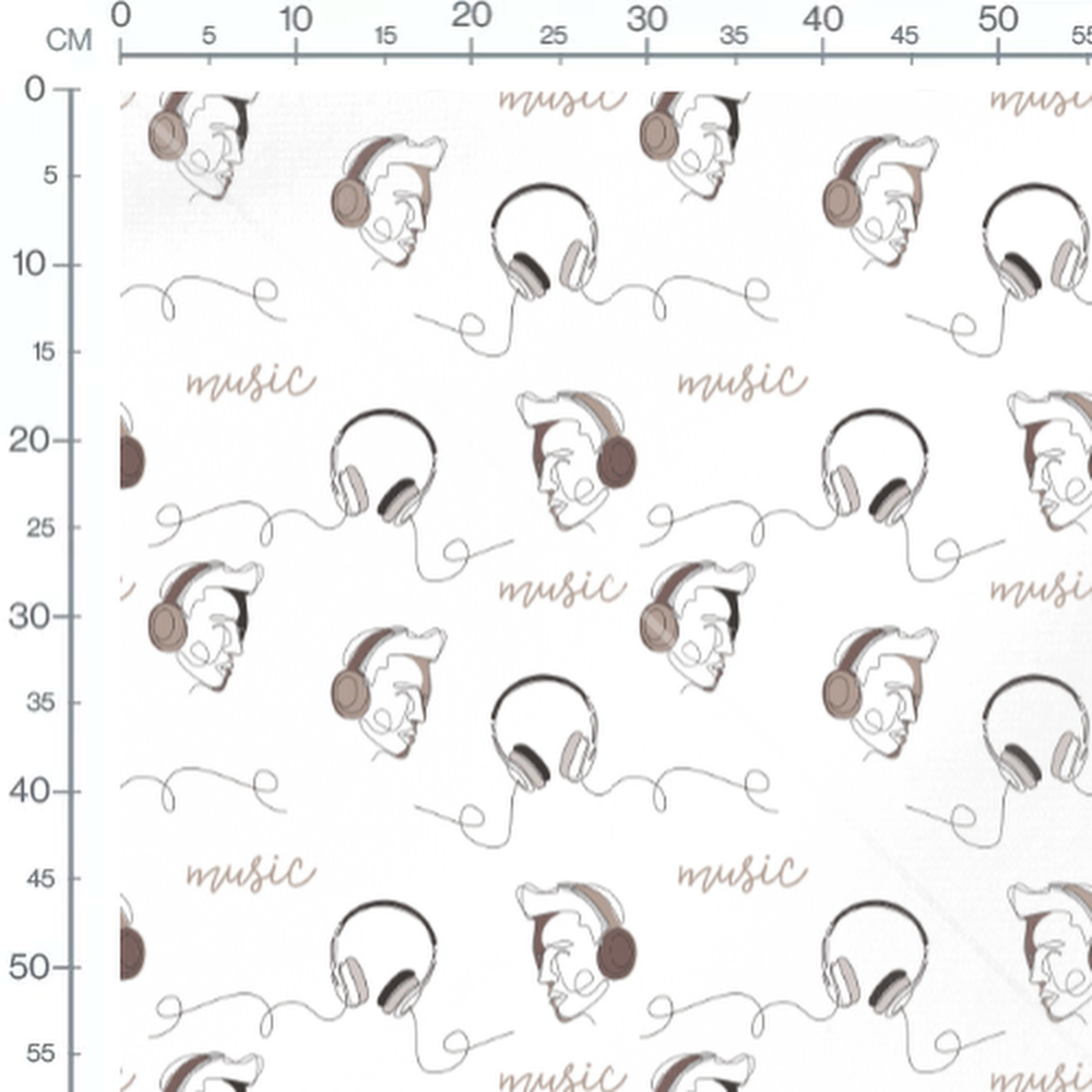 Tissu - Visages et écouteurs dessinés