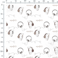 Tissu - Visages et écouteurs dessinés