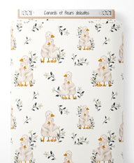 Tissu - Canards et fleurs délicates