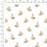 Tissu - Renards et lapins en jardinage