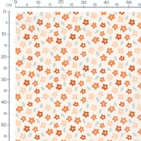 Tissu - Fleurs orange et beige