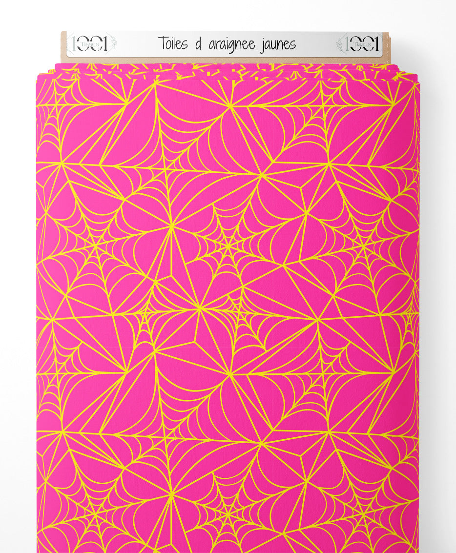 Tissu - Toiles d'araignée jaunes