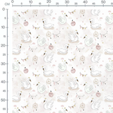 Tissu - Cygnes dorés sur rose pâle