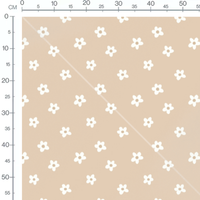 Tissu - Fleurs blanches stylisées simples
